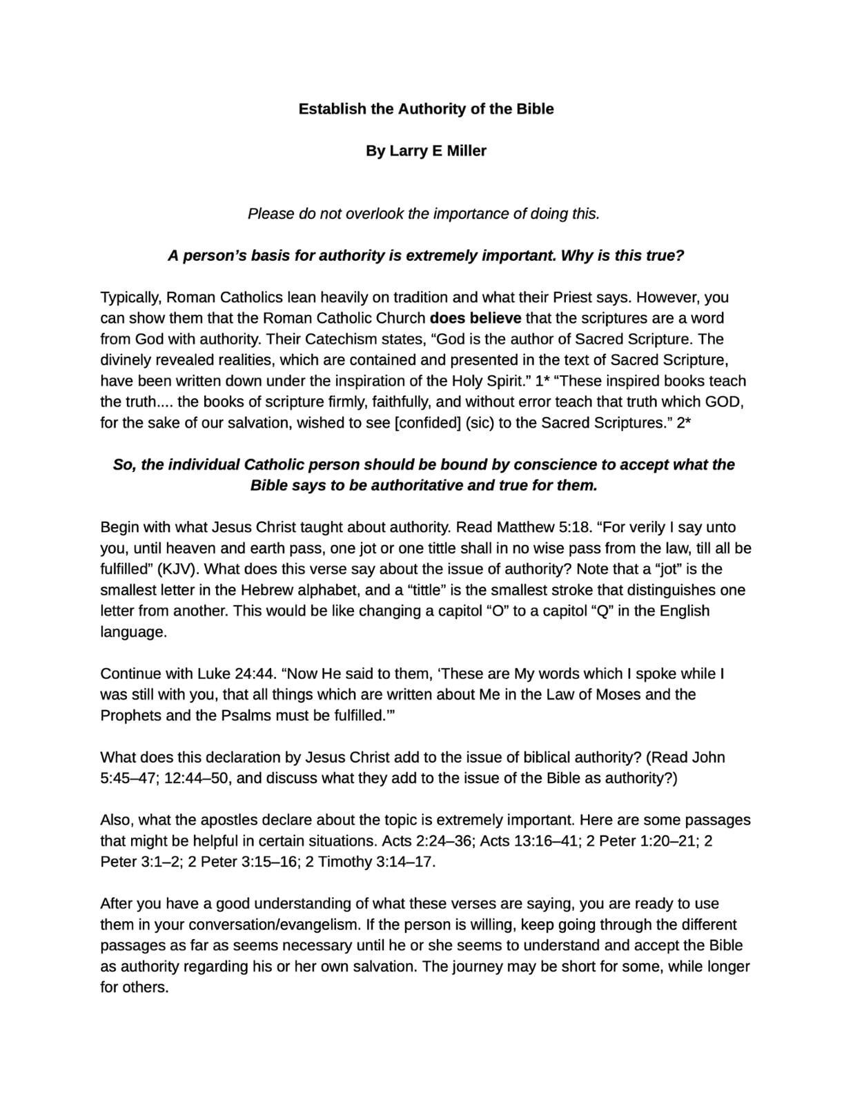 Establish the Authority of the Bible PDF Cover