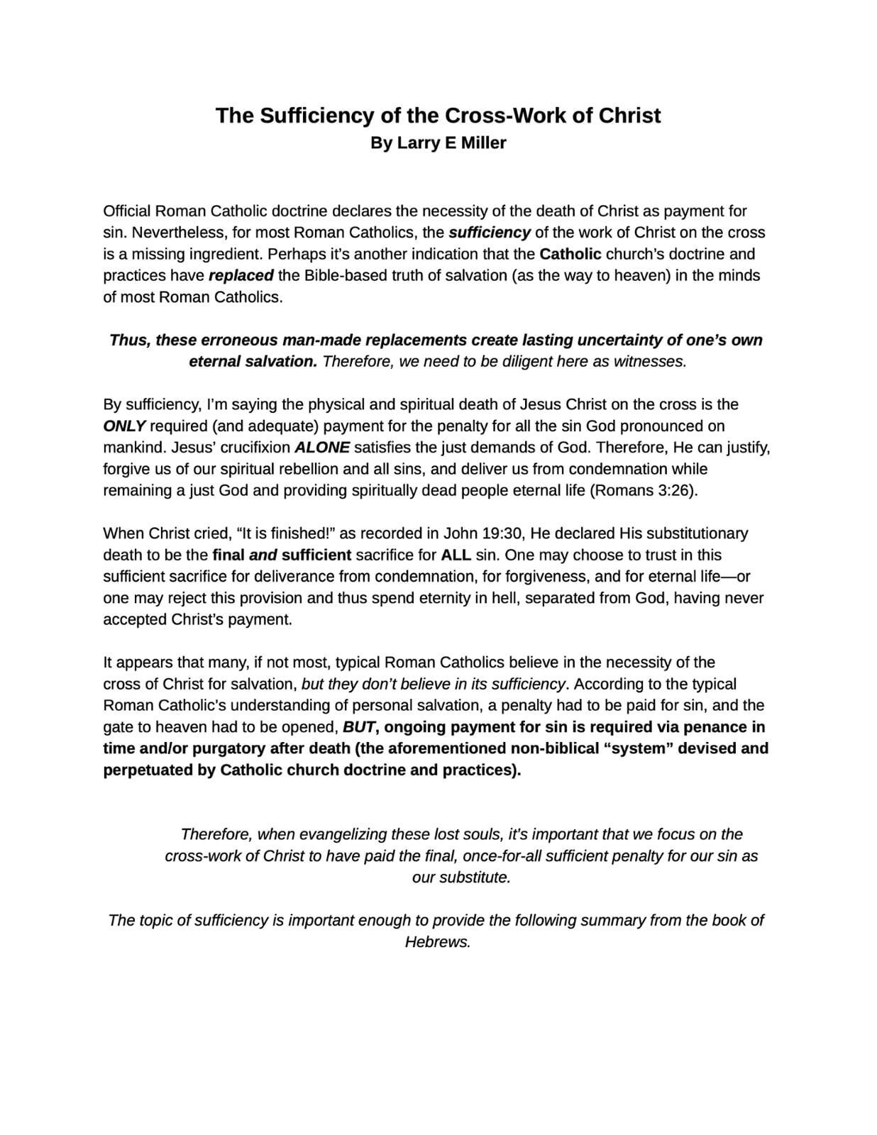 The Sufficiency of the Cross-Work of Christ PDF Cover